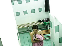Hidden cam captures random women naked in public shower