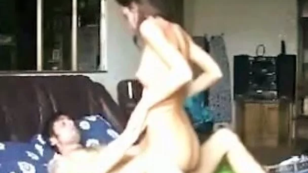 Skinny teen with tempting fresh body rides hard shaft in a cowgirl pose