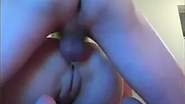 My buddy pushes his really massive dick in his naughty gal's asshole