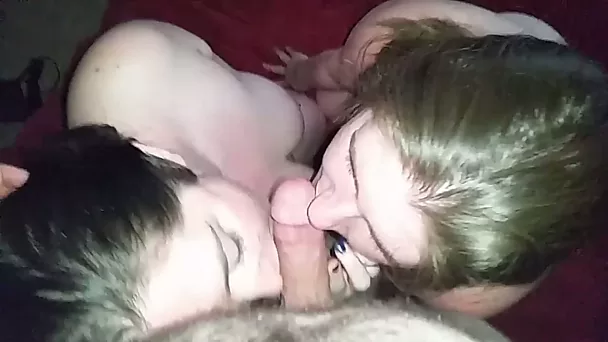 Two all natural rather pale cute girls sucked my friend's strong dick