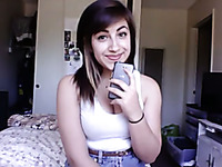 I slowly take my clothes off, but I hide my boobies
