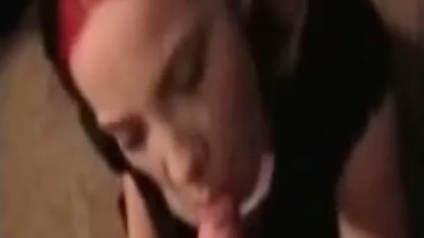 Pretty face college bitch gives me friendly blowjob