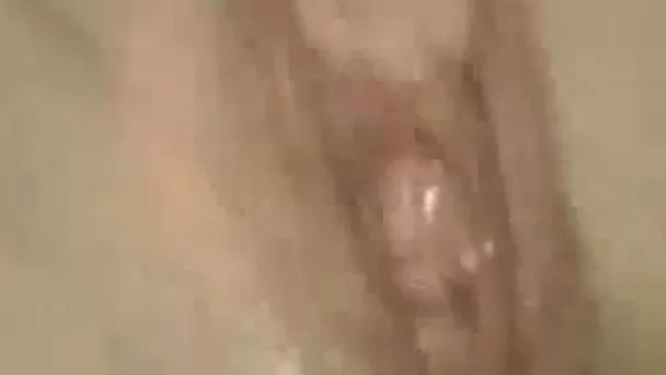 A dildo in my shaved pink snatch closeup on homemade vid