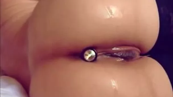 Poking my snatch with dildo while my ass is plugged with anal sex toy