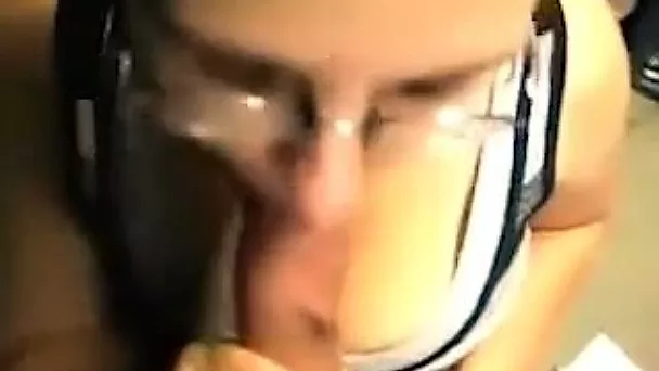 Nerdy German teen sucking my dick deepthroat in amateur video