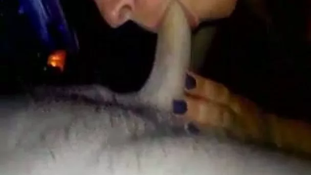 Blonde hottie sucking hard pecker balls deep in POV