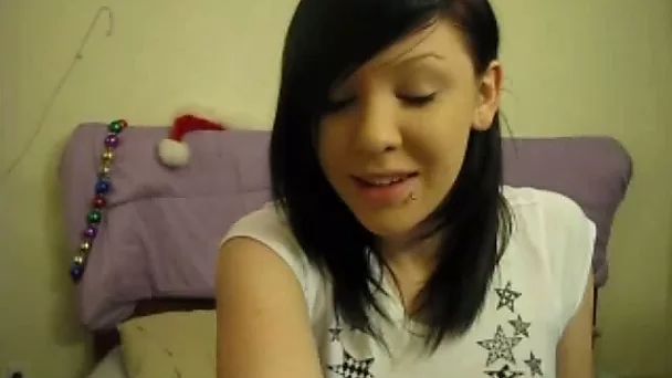 Cute brunette white bitch on webcam pokes her shaved teen pussy