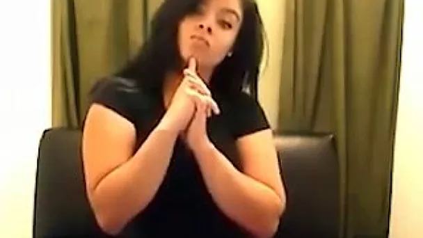 Dark haired MILFie with a big plump body showed off her really huge boobies