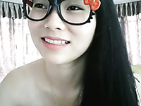 Torrid cute Asian nerdy girl worked for my friend on webcam and flashed bum