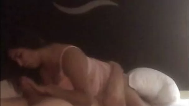 Chubby sexy big bottomed wife in nightie was riding strong cock