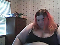 SSBBW redhead amateur white lady shows her belly on webcam