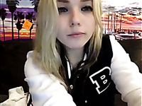 Stunning white skinny blonde teenie on webcam masturbating