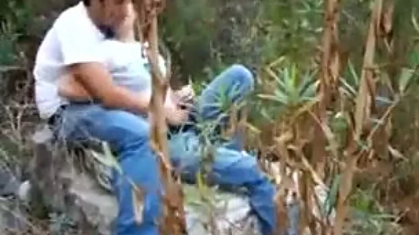 I caught sexy couple having sex on the rock near the lake