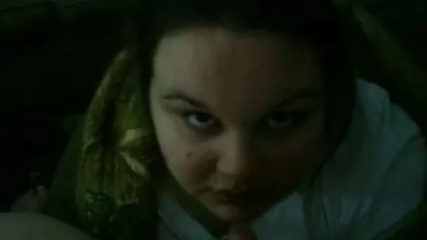 Fugly fat slut sucking my dick deepthroat in amateur POV clip