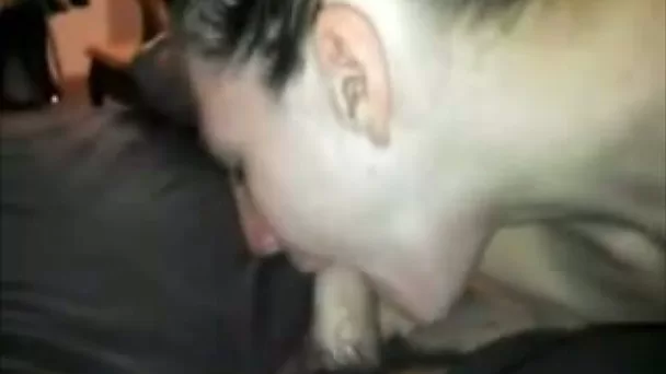 Thirsty amateur chick sucking massive cock deepthroat