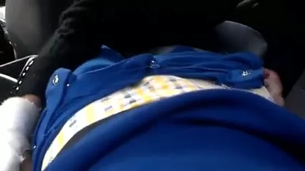 Sweet brunette friend gives me some good blowjob in my car