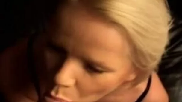 Blonde sexpot sucking hard pecker balls deep in amateur video
