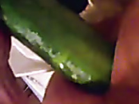 Stretching my butthole with big cucumber in homemade vid