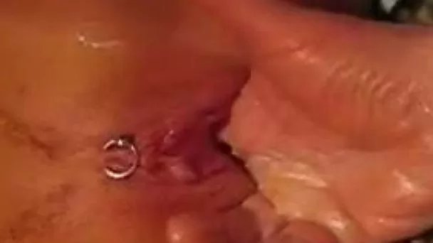 Wrist deep messy fisting of my sultry wife's pierced pussy