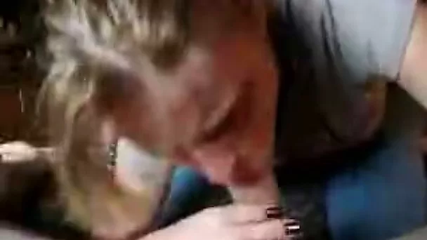 Frantic blowjob by my insatiable blonde MILF wife