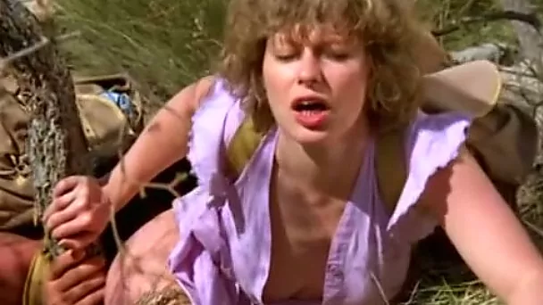 Gorgeous French babe in the woods having threesome sex