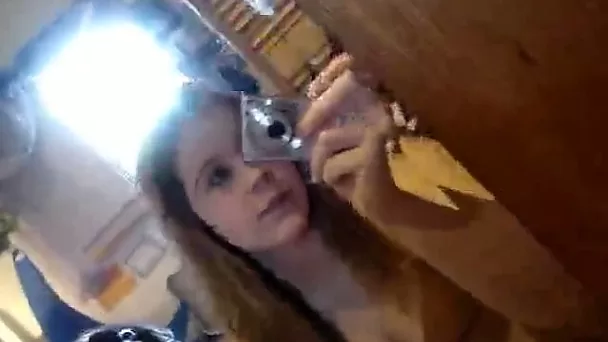 Cute and hot teen films herself and stripteases in her room