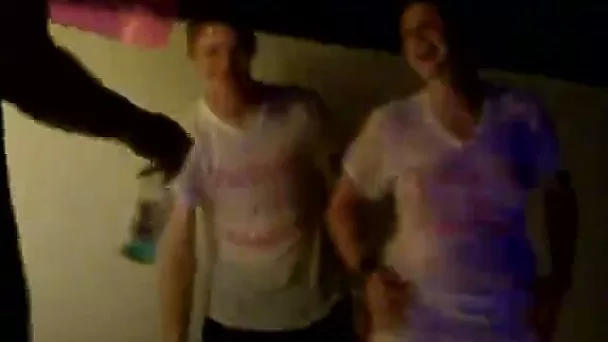 Nasty bitches at the party are dancing in wet T-shirts