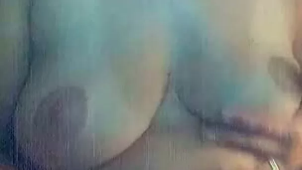 Ample breasted brunette mom caresses her jugs in front of cam