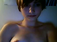 Short haired webcam teen with perky tits shows me her tight pussy