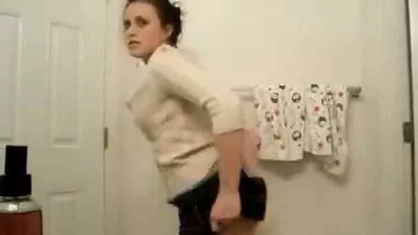 Slutty 18 yo college GF films striptease video for me