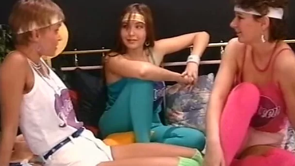 Sweet and sporty young sluts on the bed having wild lesbian orgy