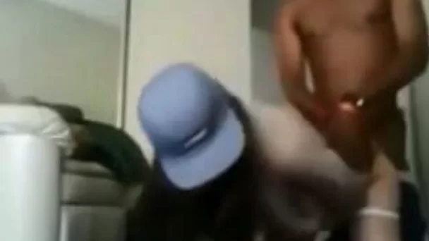 Brunette webcam gal in cap was nailed from behind by black BF