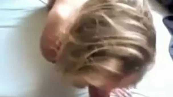 Before being doggyfucked charming light haired girl gave BJ
