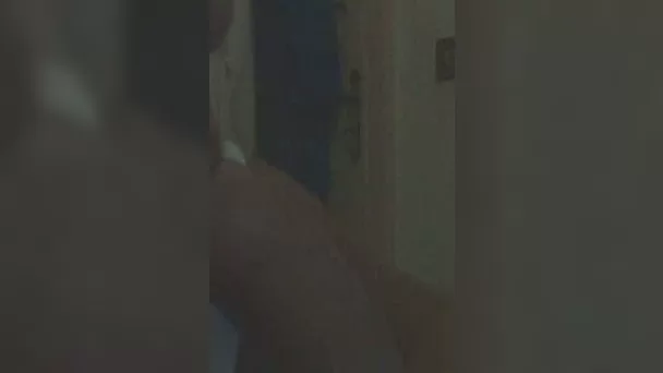 Cute white blonde girlfriend in the dark room blows dick