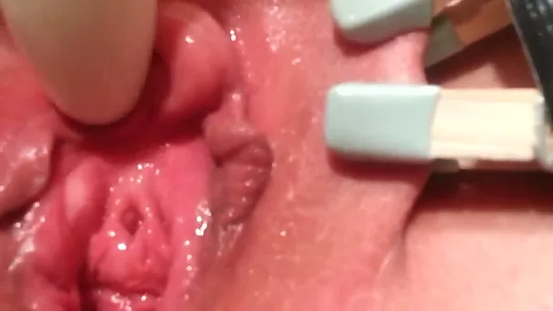 Pink cunt of my buddy's GF was pinned and teased in hard mode