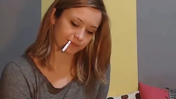 Cute light haired bosomy web cam girl was masturbating after stripping
