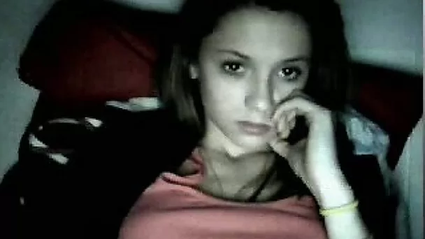 Pallid quite slim amateur webcam girl was tenderly rubbing her clit