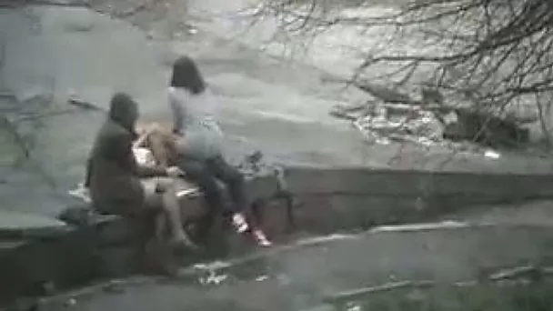 My friend was able to peek on naughty couple fucking outdoors
