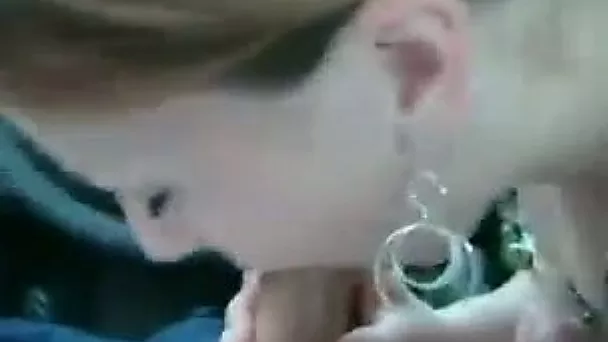Blonde teen sucking my cock in a car in the afternoon