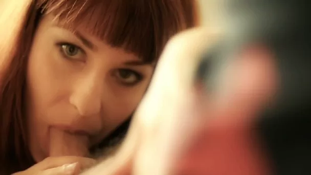 Cute redhead sweetie on POV sex video gives head and gets cumshot in the mouth