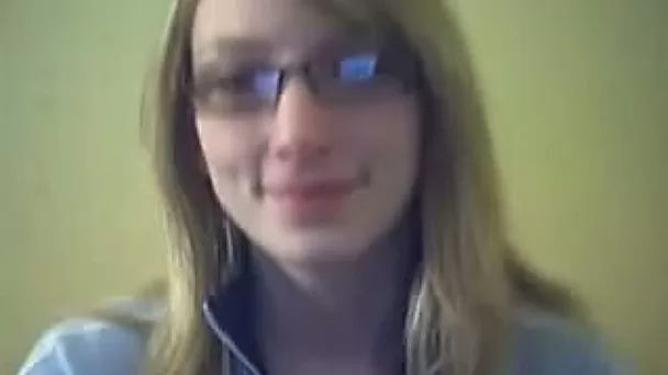 Cute and petite teen in glasses is gonna dildo herself