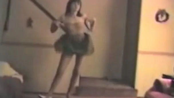 My sexy brunette babe stripteases for me on camera