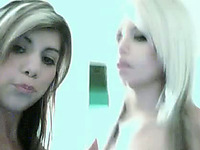 Two white skinny skanks on the webcam topless and slutty