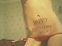Slender webcam brunette gives me private show on my birthday