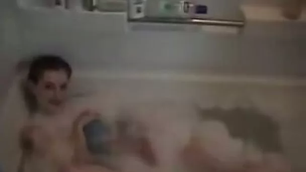 My sizzling hot brunette wife takes bubble bath and masturbates