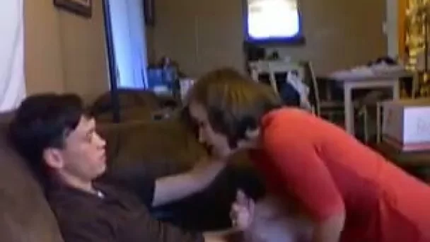 My brown haired seductress rides my dick on top in living hall