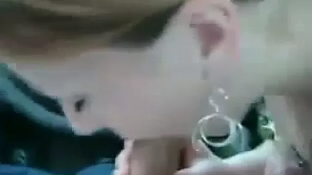 Redhead girl sucking my cock in a car instead of having lunch