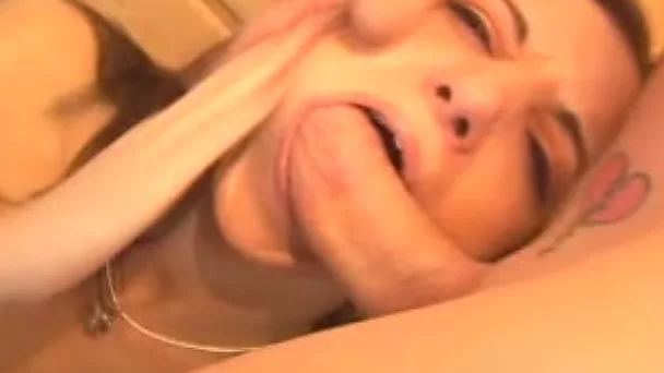 Cute redhead teenie blows two dicks in double barrel action