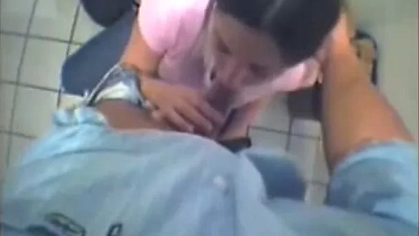 Real amateur girl sucking my dick in a toilet
