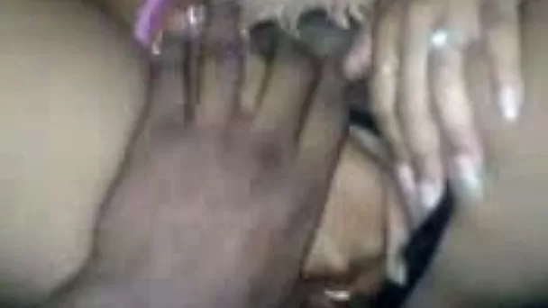 My cute ebony girlfriend playing with her tempting pussy